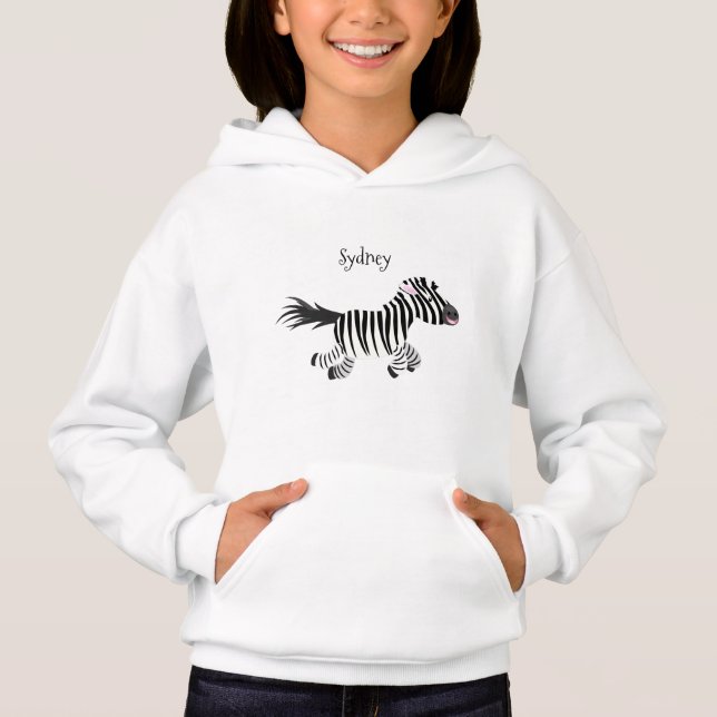 Niedliche lustige Zebra-Cartoon-Illustration Hoodie (Vorderseite)