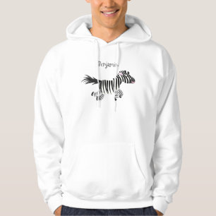 Niedliche lustige Zebra-Cartoon-Illustration Hoodie