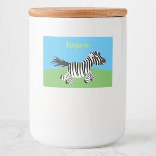 Niedliche lustige Zebra-Cartoon-Illustration Lebensmitteletikett