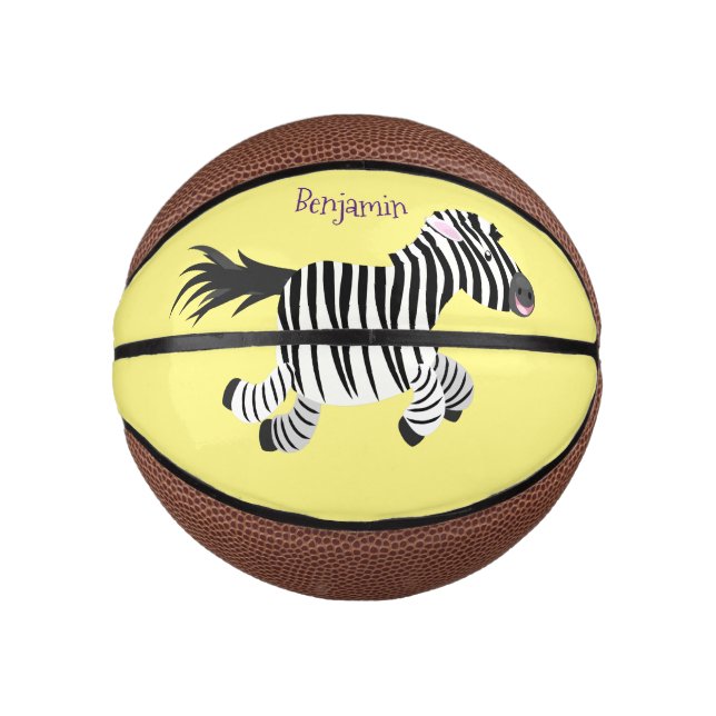 Niedliche lustige Zebra-Cartoon-Illustration Mini Basketball (Vorderseite)