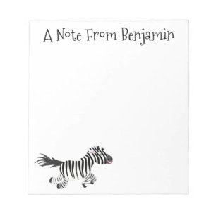Niedliche lustige Zebra-Cartoon-Illustration Notizblock