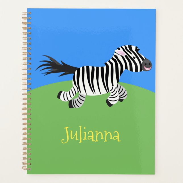 Niedliche lustige Zebra-Cartoon-Illustration Planer (Vorderseite)
