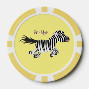 Niedliche lustige Zebra-Cartoon-Illustration Pokerchips