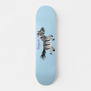 Niedliche lustige Zebra-Cartoon-Illustration Skateboard