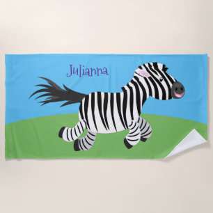 Niedliche lustige Zebra-Cartoon-Illustration Strandtuch