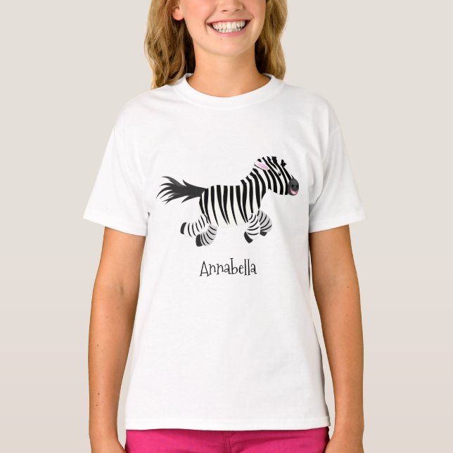 Niedliche lustige Zebra-Cartoon-Illustration T-Shirt (Vorderseite)