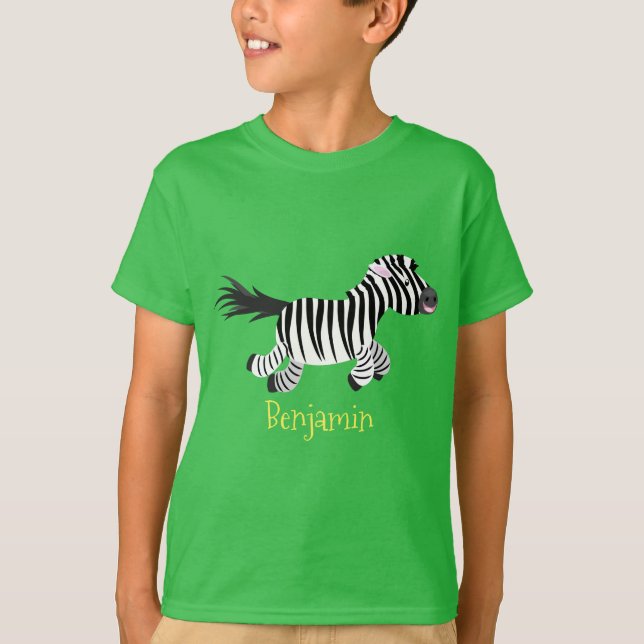 Niedliche lustige Zebra-Cartoon-Illustration T-Shirt (Vorderseite)