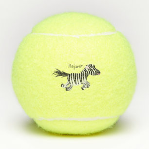 Niedliche lustige Zebra-Cartoon-Illustration Tennisbälle
