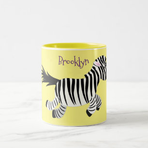 Niedliche lustige Zebra-Cartoon-Illustration Zweifarbige Tasse