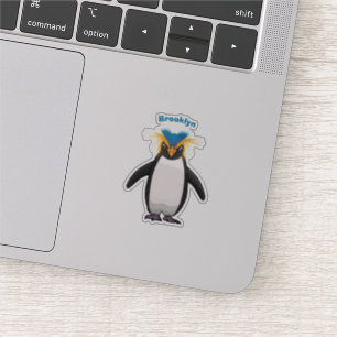 Niedliche Macaroni-Pinguin-Cartoon-Abbildung Aufkleber