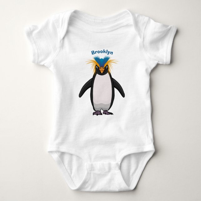 Niedliche Macaroni-Pinguin-Cartoon-Abbildung Baby Strampler (Vorderseite)