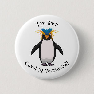 Niedliche Macaroni-Pinguin-Cartoon-Abbildung Button