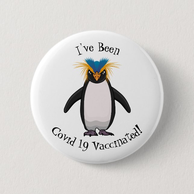 Niedliche Macaroni-Pinguin-Cartoon-Abbildung Button (Vorderseite)