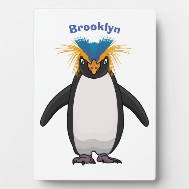 Niedliche Macaroni-Pinguin-Cartoon-Abbildung Fotoplatte (Vorderseite)