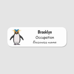 Niedliche Macaroni-Pinguin-Cartoon-Abbildung Namensschild