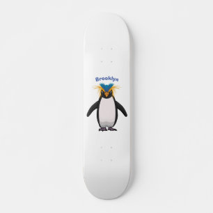 Niedliche Macaroni-Pinguin-Cartoon-Abbildung Skateboard