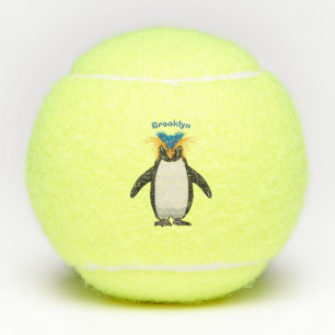 Niedliche Macaroni-Pinguin-Cartoon-Abbildung Tennisbälle