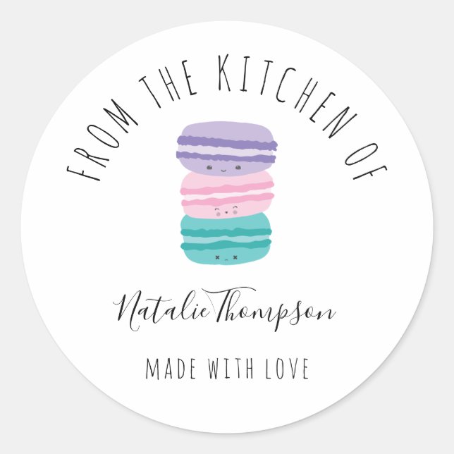 Niedliche Macarons aus der Küche des selbst geback Runder Aufkleber (Vorderseite)