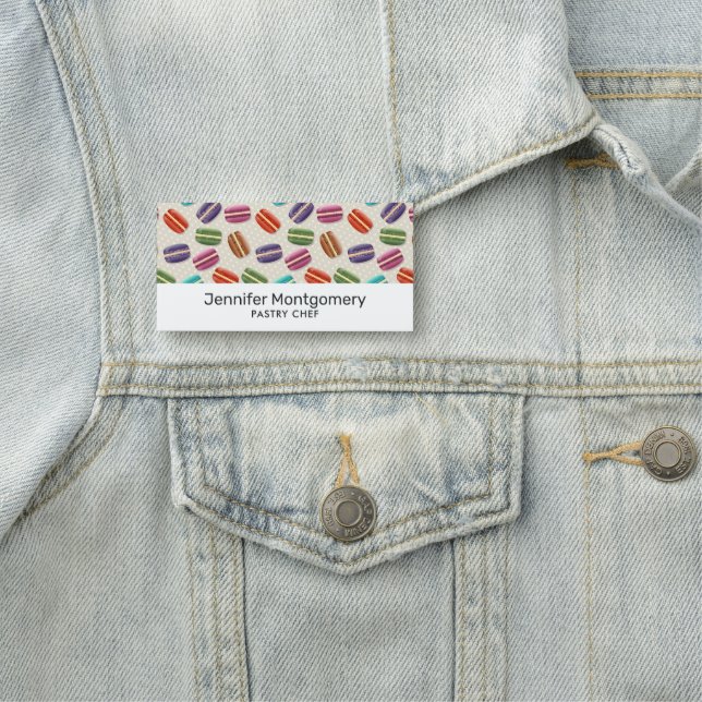 Niedliche Macarons-Muster mit Polka-Punkten Namensschild (Beispiel)