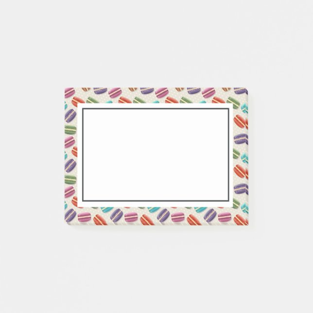 Niedliche Macarons-Muster mit Polka-Punkten Post-it Klebezettel (Vorderseite)