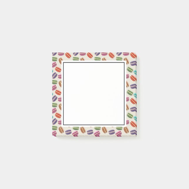 Niedliche Macarons-Muster mit Polka-Punkten Post-it Klebezettel (Vorderseite)