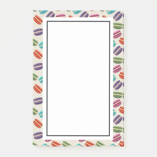 Niedliche Macarons-Muster mit Polka-Punkten Post-it Klebezettel (Vorderseite)