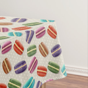 Niedliche Macarons-Muster mit Polka-Punkten Tischdecke
