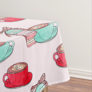 Niedliche Macarons und Cappuccino   Pastell   Mono Tischdecke
