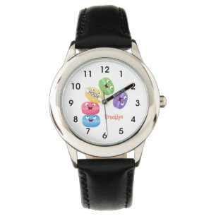 Niedliche Macaros Cartoon Illustration Armbanduhr