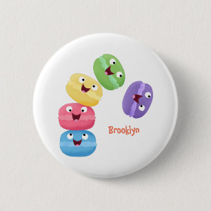 Niedliche Macaros Cartoon Illustration Button