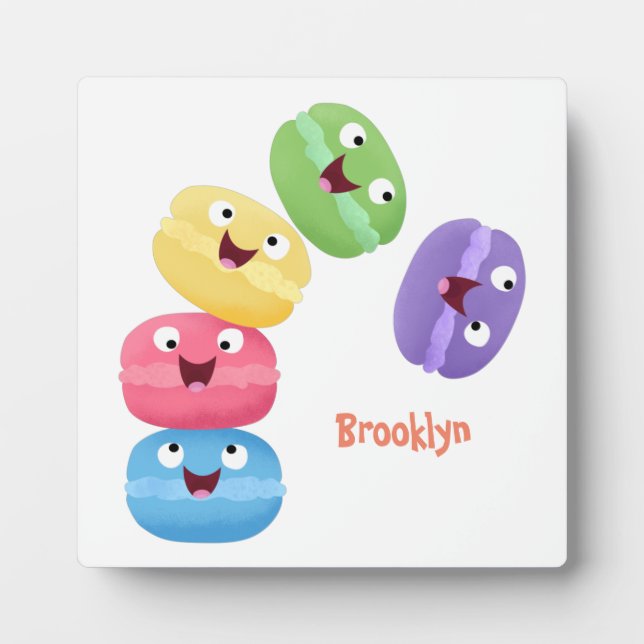 Niedliche Macaros Cartoon Illustration Fotoplatte (Vorderseite)