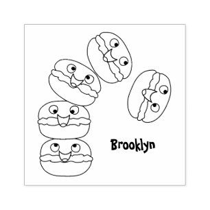 Niedliche Macaros Cartoon Illustration Gummistempel