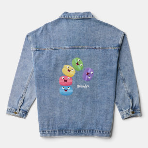 Niedliche Macaros Cartoon Illustration Jeansjacke
