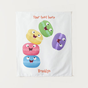 Niedliche Macaros Cartoon Illustration Wandteppich