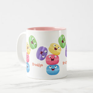 Niedliche Macaros Cartoon Illustration Zweifarbige Tasse