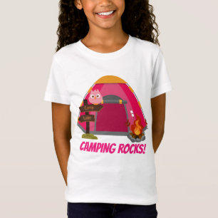 Niedliche Mädchen-Campingsfelsen addieren T-Shirt