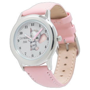 Niedliche Mädchen, die Elefanten pinkeln, geben de Armbanduhr