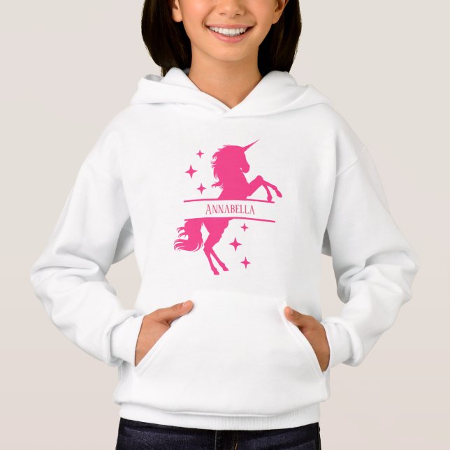 niedliche Mädchen einhorn Fantasie hinzufügen Name Hoodie (Vorderseite)