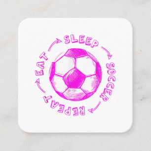 Niedliche Mädchen essen Schlafsoccer wiederholen - Quadratische Visitenkarte