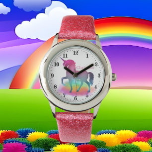 niedliche Mädchen Fantasie unicorn Name Watch Armbanduhr