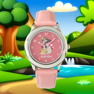Niedliche Mädchen fügen Namensloge hinzu Armbanduhr