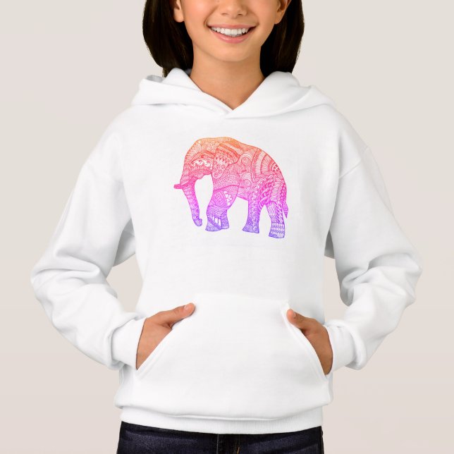 Niedliche Mädchen Gemustert Elephant Pullover Hood (Vorderseite)