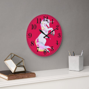 Niedliche Mädchen Hübsch Einhorn Rosa Große Wanduhr