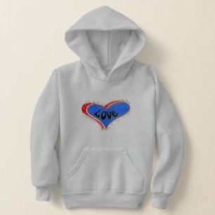 Niedliche Mädchen "Liebe" Rote blaue Sterne Herz Hoodie