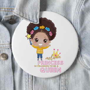 Niedliche Mädchen Melanin Prinzessin schulen, Köni Button