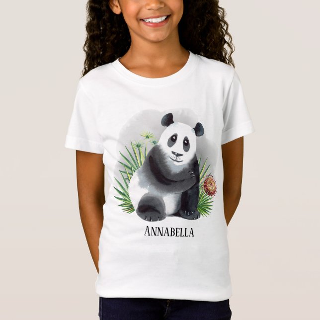 niedliche Mädchen Panda Bären Liebhaber hinzufügen T-Shirt (Vorderseite)