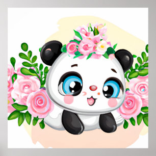 Niedliche Mädchen Panda Poster