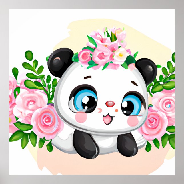 Niedliche Mädchen Panda Poster (Vorne)