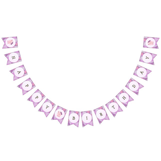 Niedliche Mädchen-Schwein-alles- Gute zum Wimpelkette (Alle)