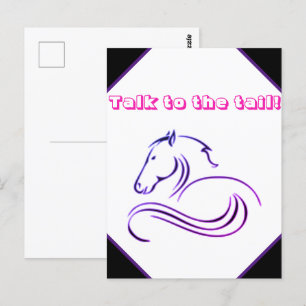 Niedliche Mädchen sprechen mit dem Schwanz Pferd Postkarte